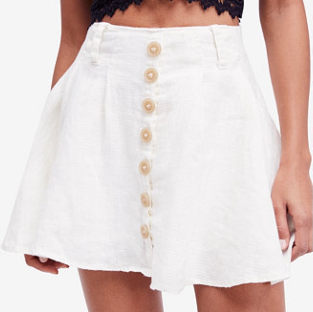 Free People Cream Button-Front Skort